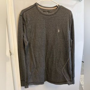 Volcom Men's Long Sleeve Waffle Knit Thermal Shirt Grey size large